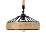 GLOBOSTAR® SAHARA 01146 Boho Κρεμαστό Φωτιστικό Οροφής με Ντουί 1 x E27 AC 220-240V IP20 - Μπεζ & Μαύρο - Μ31 x Π31 x Υ14cm - Image 5