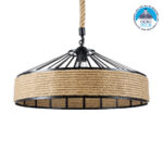 GLOBOSTAR® SAHARA 01147 Vintage Κρεμαστό Φωτιστικό Οροφής με Ντουί 1 x E27 AC 220-240V IP20 - Μαύρο & Μπεζ - Μ50 x Π50 x Υ32cm