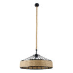 GLOBOSTAR® SAHARA 01147 Vintage Κρεμαστό Φωτιστικό Οροφής με Ντουί 1 x E27 AC 220-240V IP20 - Μαύρο & Μπεζ - Μ50 x Π50 x Υ32cm - Image 4
