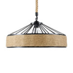 GLOBOSTAR® SAHARA 01147 Vintage Κρεμαστό Φωτιστικό Οροφής με Ντουί 1 x E27 AC 220-240V IP20 - Μαύρο & Μπεζ - Μ50 x Π50 x Υ32cm - Image 5