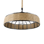 GLOBOSTAR® SAHARA 01147 Vintage Κρεμαστό Φωτιστικό Οροφής με Ντουί 1 x E27 AC 220-240V IP20 - Μαύρο & Μπεζ - Μ50 x Π50 x Υ32cm - Image 6