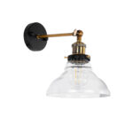 GLOBOSTAR® BINGLEY 01159 Vintage Φωτιστικό Τοίχου - Απλίκα με Ντουί 1 x E27 AC 220-240V IP20 - Διάφανο & Χρυσό - Μ19 x Π30 x Υ24cm - Image 2