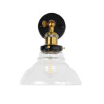 GLOBOSTAR® BINGLEY 01159 Vintage Φωτιστικό Τοίχου - Απλίκα με Ντουί 1 x E27 AC 220-240V IP20 - Διάφανο & Χρυσό - Μ19 x Π30 x Υ24cm - Image 4