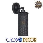 GLOBOSTAR® HOLVIA 01160 Vintage Φωτιστικό Τοίχου - Απλίκα με Ντουί 1 x E27 AC 220-240V IP20 - Μαύρο - Μ16 x Π12 x Υ34cm