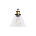 GLOBOSTAR® BINGLEY 01169 Vintage Κρεμαστό Φωτιστικό Οροφής με Ντουί 1 x E27 AC 220-240V IP20 - Διάφανο & Χρυσό - Μ18 x Π18 x Υ20cm - Image 2