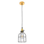 GLOBOSTAR® GALOT 01179 Vintage Κρεμαστό Φωτιστικό Οροφής με Ντουί 1 x E27 AC 220-240V IP20 - Μαύρο & Χρυσό - Μ13.5 x Π13.5 x Y16cm - Image 4