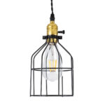 GLOBOSTAR® GALOT 01179 Vintage Κρεμαστό Φωτιστικό Οροφής με Ντουί 1 x E27 AC 220-240V IP20 - Μαύρο & Χρυσό - Μ13.5 x Π13.5 x Y16cm - Image 5