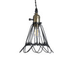 GLOBOSTAR® FLOWER IRON RUST 01181 Vintage Κρεμαστό Φωτιστικό Οροφής με Ντουί 1 x E27 AC 220-240V IP20 - Μαύρο & Μπρούτζινο - Μ10 x Π10 x Υ20cm - Image 5