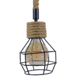 GLOBOSTAR® HELLET 01182 Vintage Κρεμαστό Φωτιστικό Οροφής με Ντουί 1 x E27 AC 220-240V IP20 - Μαύρο & Μπεζ - Μ16 x Π16 x Υ25cm - Image 5