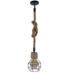 GLOBOSTAR® HELLET 01182 Vintage Κρεμαστό Φωτιστικό Οροφής με Ντουί 1 x E27 AC 220-240V IP20 - Μαύρο & Μπεζ - Μ16 x Π16 x Υ25cm - Image 3