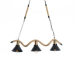 GLOBOSTAR® TYMEN 01189 Boho Κρεμαστό Φωτιστικό Οροφής με Ντουί 3 x E27 AC 220-240V IP20 - Μαύρο & Μπεζ - Μ85 x Π18.5 x Υ20cm - Image 2