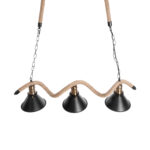 GLOBOSTAR® TYMEN 01189 Boho Κρεμαστό Φωτιστικό Οροφής με Ντουί 3 x E27 AC 220-240V IP20 - Μαύρο & Μπεζ - Μ85 x Π18.5 x Υ20cm - Image 5