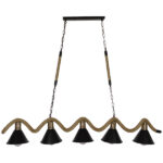 GLOBOSTAR® TYMEN 01190 Vintage Κρεμαστό Φωτιστικό Οροφής με Ντουί 5 x E27 AC 220-240V IP20 - Μαύρο & Μπεζ - Μ150 x Π22 x Υ23cm - Image 2