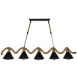 GLOBOSTAR® TYMEN 01190 Vintage Κρεμαστό Φωτιστικό Οροφής με Ντουί 5 x E27 AC 220-240V IP20 - Μαύρο & Μπεζ - Μ150 x Π22 x Υ23cm - Image 3