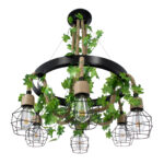 GLOBOSTAR® HELLET 01193 Vintage Κρεμαστό Φωτιστικό Οροφής με Ντουί 6 x E27 AC 220-240V IP20 - Μαύρο & Πράσινο - Μ72 x Π72 x Υ80cm - Image 5