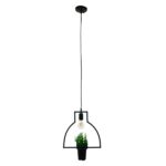 GLOBOSTAR® FLOWERPOT 10001209 Μοντέρνο Κρεμαστό Φωτιστικό Οροφής με Ντουί 1 x E27 AC 220-240V IP20 - Μαύρο & Πράσινο - Μ34 x Π34 x Y34cm - Image 4