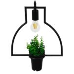 GLOBOSTAR® FLOWERPOT 10001209 Μοντέρνο Κρεμαστό Φωτιστικό Οροφής με Ντουί 1 x E27 AC 220-240V IP20 - Μαύρο & Πράσινο - Μ34 x Π34 x Y34cm - Image 5
