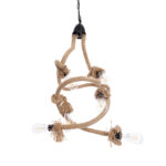 GLOBOSTAR® HAMTINE 01229 Vintage Κρεμαστό Φωτιστικό Οροφής με Ντουί 6 x E27 AC 220-240V IP20 - Μαύρο & Μπεζ - Μ40 x Π40 x Υ92cm - Image 6