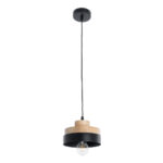 GLOBOSTAR® RUHIEL 01233 Μοντέρνο Κρεμαστό Φωτιστικό Οροφής με Ντουί 1 x E27 AC 220-240V IP20 - Μαύρο & Μπεζ - Μ18 x Π18 x Υ12cm - Image 4