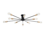GLOBOSTAR® OLINDA 01244 Μοντέρνο Φωτιστικό Οροφής με Ντουί 10 x E27 AC 220-240V IP20 - Μαύρο & Χρυσό - Μ102 x Π102 x Υ17cm - Image 2