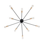 GLOBOSTAR® OLINDA 01244 Μοντέρνο Φωτιστικό Οροφής με Ντουί 10 x E27 AC 220-240V IP20 - Μαύρο & Χρυσό - Μ102 x Π102 x Υ17cm - Image 6