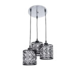 GLOBOSTAR® RAINELDA 01246 Μοντέρνο Κρεμαστό Φωτιστικό Οροφής με Ντουί 3 x E27 AC 220-240V IP20 - Μαύρο & Λευκό - Μ35 x Π35 x Υ110cm - Image 2