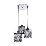 GLOBOSTAR® RAINELDA 01246 Μοντέρνο Κρεμαστό Φωτιστικό Οροφής με Ντουί 3 x E27 AC 220-240V IP20 - Μαύρο & Λευκό - Μ35 x Π35 x Υ110cm - Image 4