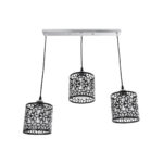 GLOBOSTAR® RAINELDA 01247 Μοντέρνο Κρεμαστό Φωτιστικό Οροφής με Ντουί 3 x E27 AC 220-240V IP20 - Μαύρο & Λευκό - Μ60 x Π15 x Υ19cm - Image 2