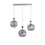 GLOBOSTAR® BOUQUET 01249 Μοντέρνο Κρεμαστό Φωτιστικό Οροφής με Ντουί 3 x E27 AC 220-240V IP20 - Ασημί & Μωβ - Μ66 x Π18 x Υ24cm - Image 2
