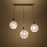GLOBOSTAR® BOUQUET 01249 Μοντέρνο Κρεμαστό Φωτιστικό Οροφής με Ντουί 3 x E27 AC 220-240V IP20 - Ασημί & Μωβ - Μ66 x Π18 x Υ24cm - Image 3