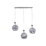 GLOBOSTAR® BOUQUET 01249 Μοντέρνο Κρεμαστό Φωτιστικό Οροφής με Ντουί 3 x E27 AC 220-240V IP20 - Ασημί & Μωβ - Μ66 x Π18 x Υ24cm - Image 4