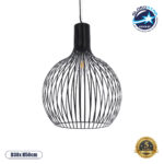 GLOBOSTAR® SCANDI 01266 Μοντέρνο Κρεμαστό Φωτιστικό Οροφής με Ντουί 1 x E27 AC 220-240V IP20 - Μαύρο - Μ38 x Π38 x Υ50cm