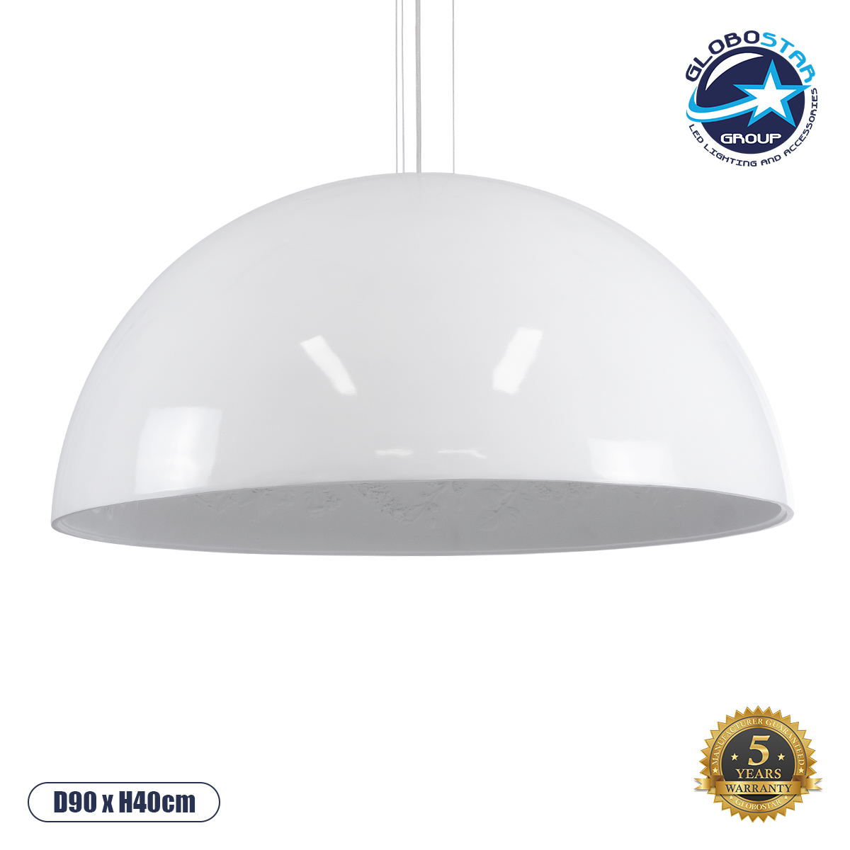 01273_1 GLOBOSTAR® SERENIA 01273 Μοντέρνο Κρεμαστό Φωτιστικό Οροφής με Ντουί 1 x E27 AC 220-240V IP20 - Λευκό - Μ90 x Π90 x Y40cm - Image 1