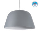 GLOBOSTAR® UPVALE 01282 Μοντέρνο Κρεμαστό Φωτιστικό Οροφής με Ντουί 1 x E27 AC 220-240V IP20 - Γκρι & Λευκό - Μ40 x Π40 x Υ24cm