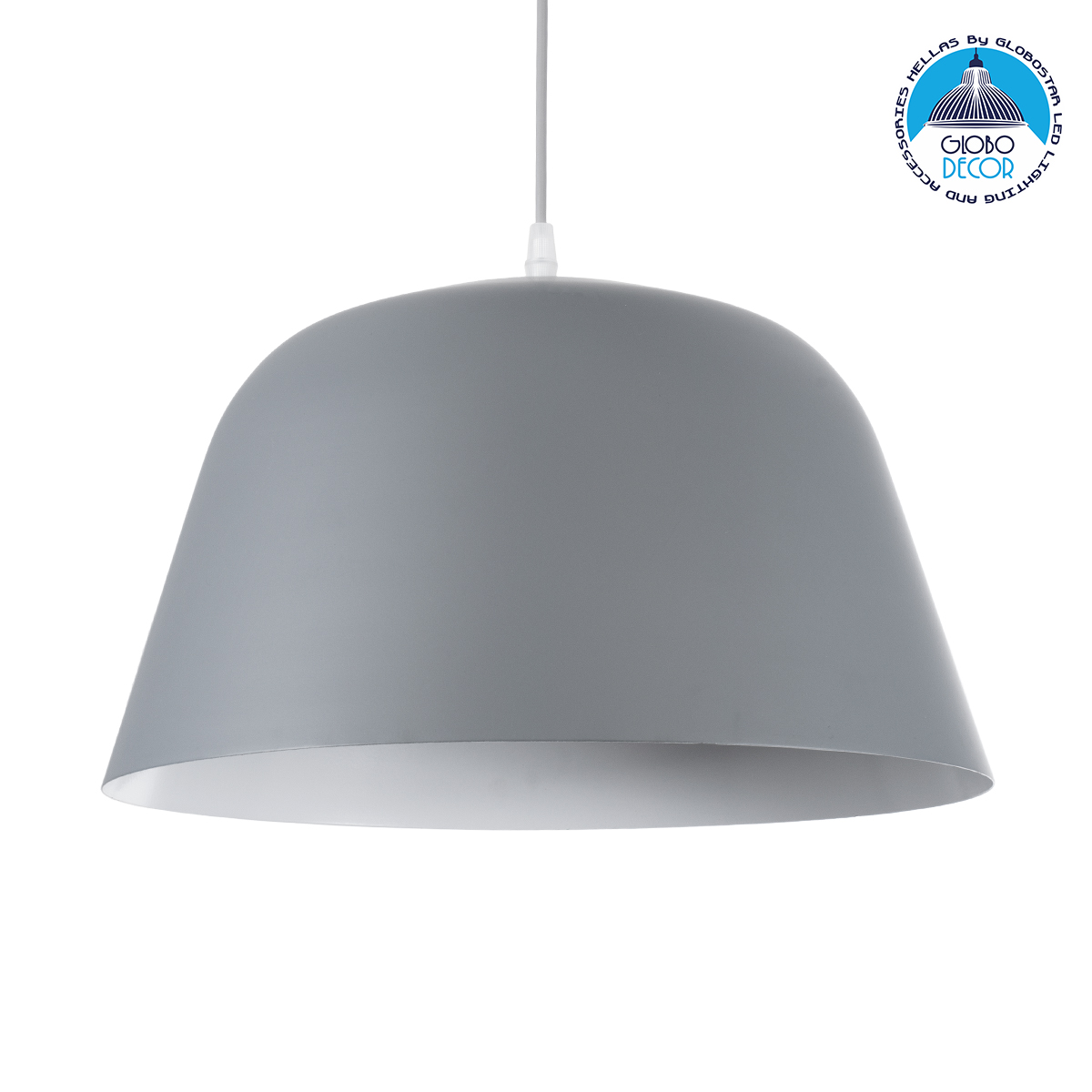 01282_1 GLOBOSTAR® UPVALE 01282 Μοντέρνο Κρεμαστό Φωτιστικό Οροφής με Ντουί 1 x E27 AC 220-240V IP20 - Γκρι & Λευκό - Μ40 x Π40 x Υ24cm - Image 1