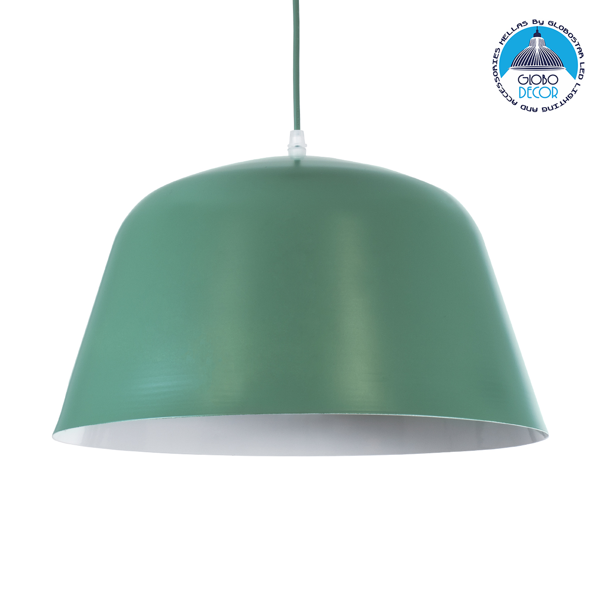 01285_1 GLOBOSTAR® UPVALE 01285 Μοντέρνο Κρεμαστό Φωτιστικό Οροφής με Ντουί 1 x E27 AC 220-240V IP20 - Πράσινο & Λευκό - Μ40 x Π40 x Υ24cm - Image 1