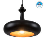 GLOBOSTAR® ROCKFORD 01287-C Μοντέρνο Κρεμαστό Φωτιστικό Οροφής με Ντουί 1 x E27 AC 220-240V IP20 - Μαύρο & Χρυσό - Μ30 x Π30 x Y23cm