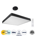 GLOBOSTAR® KAMALA 61210-P Μοντέρνο Κρεμαστό Φωτιστικό Οροφής LED 100W 11020lm 120° AC 220-240V IP20 Ρυθμιζόμενο Λευκό CCT με Χειριστήριο από 2700K έως 6000K Dimmable - Lumileds SMD Chip - Μαύρο Ματ - Μ80 x Π80 x Υ8cm - 3 Χρόνια Εγγύηση - Image 2