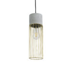 GLOBOSTAR® DURANT 01322 Μοντέρνο Κρεμαστό Φωτιστικό Οροφής με Ντουί 1 x E27 AC 220-240V IP20 - Γκρι & Χρυσό - Μ12 x Π12 x Υ40cm - Image 2