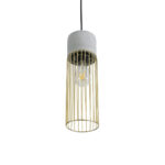 GLOBOSTAR® DURANT 01322 Μοντέρνο Κρεμαστό Φωτιστικό Οροφής με Ντουί 1 x E27 AC 220-240V IP20 - Γκρι & Χρυσό - Μ12 x Π12 x Υ40cm - Image 6