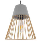 GLOBOSTAR® DURANT 01323 Μοντέρνο Κρεμαστό Φωτιστικό Οροφής με Ντουί 1 x E27 AC 220-240V IP20 - Γκρι & Χρυσό - Μ25 x Π25 x Υ31cm - Image 3