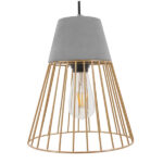 GLOBOSTAR® DURANT 01323 Μοντέρνο Κρεμαστό Φωτιστικό Οροφής με Ντουί 1 x E27 AC 220-240V IP20 - Γκρι & Χρυσό - Μ25 x Π25 x Υ31cm - Image 6