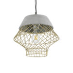 GLOBOSTAR® DURANT 01324 Μοντέρνο Κρεμαστό Φωτιστικό Οροφής με Ντουί 1 x E27 AC 220-240V IP20 - Γκρι & Χρυσό - Μ35 x Π35 x Υ35cm - Image 2