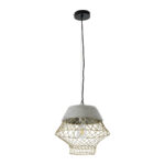 GLOBOSTAR® DURANT 01324 Μοντέρνο Κρεμαστό Φωτιστικό Οροφής με Ντουί 1 x E27 AC 220-240V IP20 - Γκρι & Χρυσό - Μ35 x Π35 x Υ35cm - Image 3