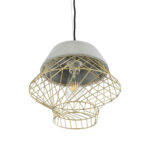 GLOBOSTAR® DURANT 01324 Μοντέρνο Κρεμαστό Φωτιστικό Οροφής με Ντουί 1 x E27 AC 220-240V IP20 - Γκρι & Χρυσό - Μ35 x Π35 x Υ35cm - Image 5
