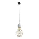 GLOBOSTAR® DURANT 01325 Μοντέρνο Κρεμαστό Φωτιστικό Οροφής με Ντουί 1 x E27 AC 220-240V IP20 - Γκρι & Χρυσό - Μ20 x Π20 x Υ35cm - Image 4
