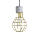 GLOBOSTAR® DURANT 01325 Μοντέρνο Κρεμαστό Φωτιστικό Οροφής με Ντουί 1 x E27 AC 220-240V IP20 - Γκρι & Χρυσό - Μ20 x Π20 x Υ35cm - Image 5