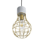 GLOBOSTAR® DURANT 01325 Μοντέρνο Κρεμαστό Φωτιστικό Οροφής με Ντουί 1 x E27 AC 220-240V IP20 - Γκρι & Χρυσό - Μ20 x Π20 x Υ35cm - Image 6