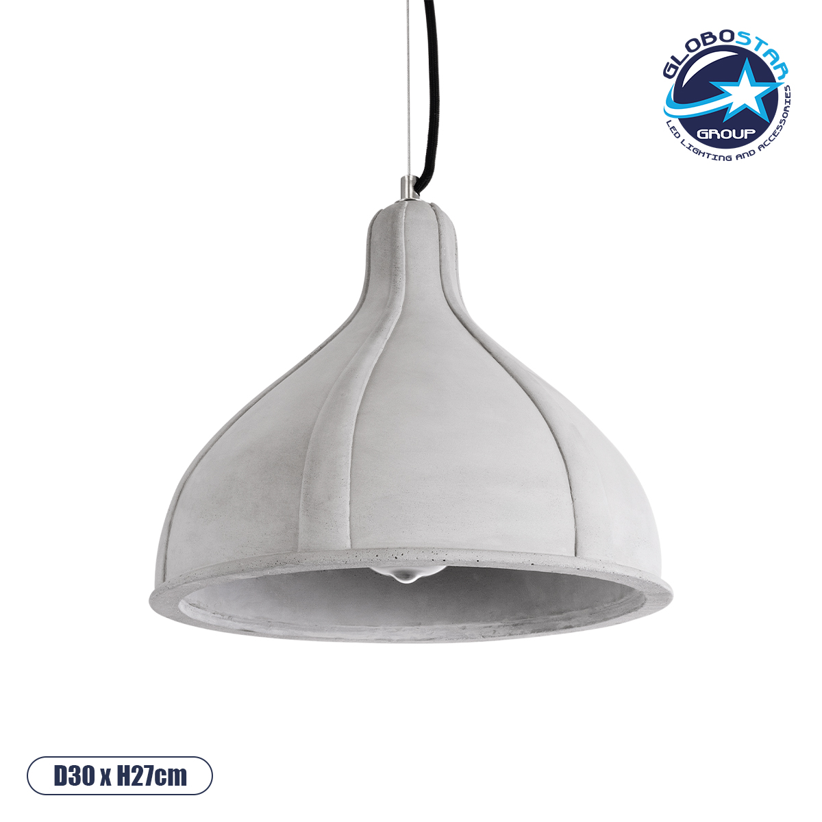 01326_1 GLOBOSTAR® TRIBECA 01326 Μοντέρνο Κρεμαστό Φωτιστικό Οροφής με Ντουί 1 x E27 AC 220-240V IP20 - Γκρι - Μ30 x Π30 x Υ27cm - Image 1