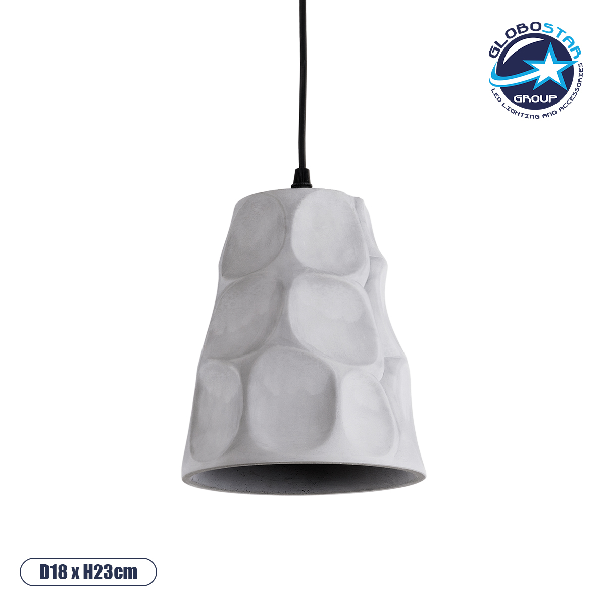 01327_1 GLOBOSTAR® TRIBECA 01327 Μοντέρνο Κρεμαστό Φωτιστικό Οροφής με Ντουί 1 x E27 AC 220-240V IP20 - Γκρι - Μ18 x Π18 x Υ23cm - Image 1